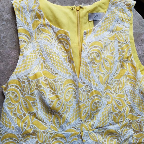 LOFT Yellow White Crochet Summer Dress 6 - Picture 2 of 5